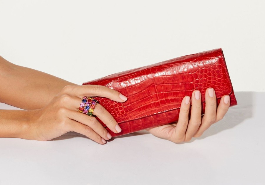 Handbags Judith Leiber | Kate Red Crocodile Clutch