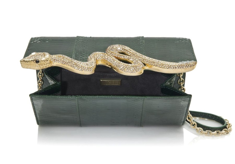 Handbags Judith Leiber | Serpent Snakeskin Clutch Emerald