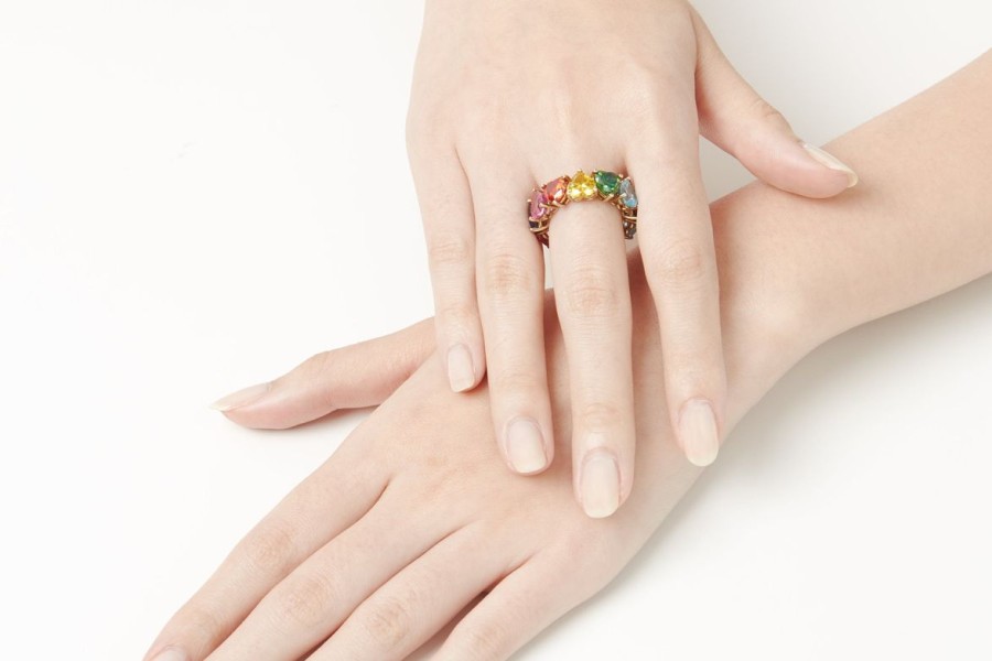 Accessories Judith Leiber | Small Heart Gem Eternity Band