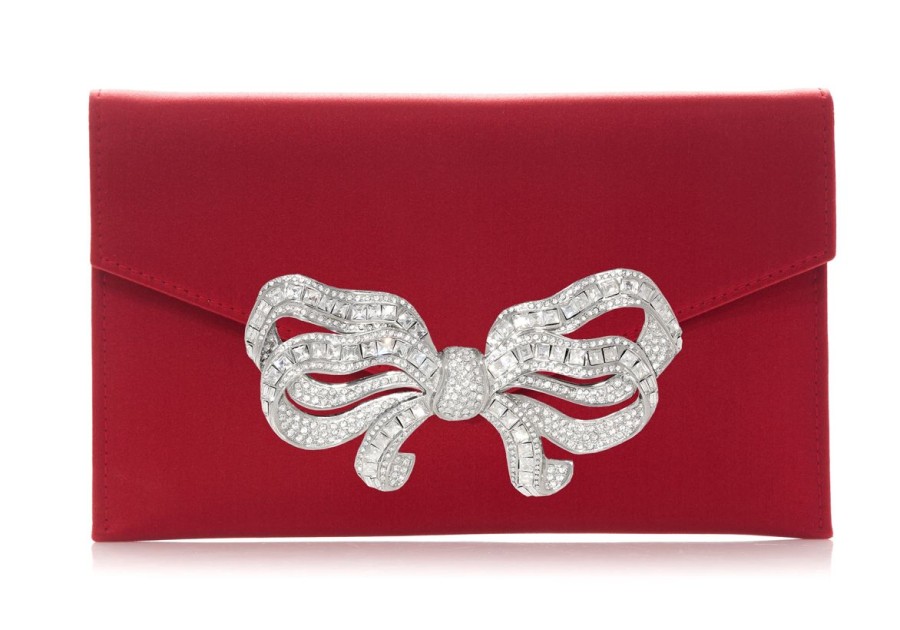 Handbags Judith Leiber | Satin Bow Envelope Red