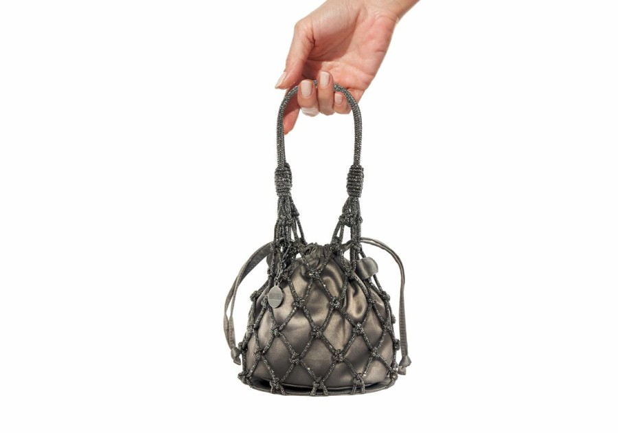 Handbags Judith Leiber | Sparkle Net Pouch Gray