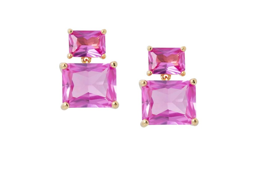 Accessories Judith Leiber | Rectangle Drop Earrings Pink