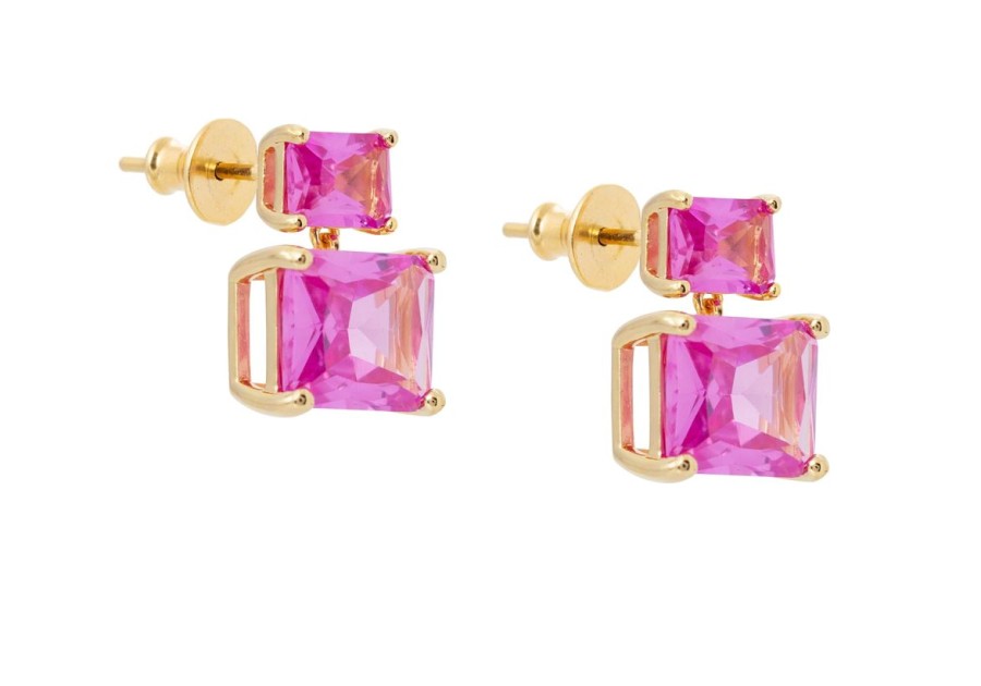 Accessories Judith Leiber | Rectangle Drop Earrings Pink