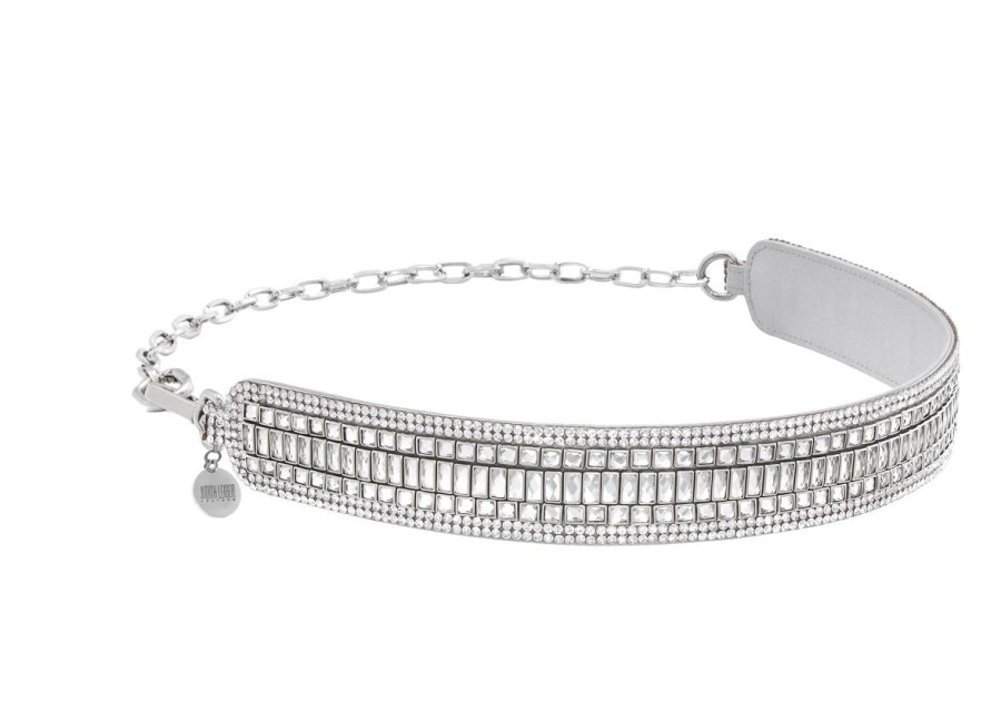 Accessories Judith Leiber | Baguette Deco Gems Belt Silver