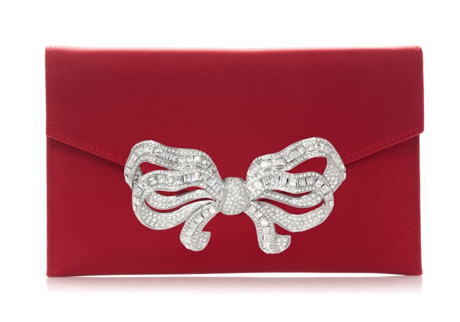 Handbags Judith Leiber | Satin Bow Envelope Red