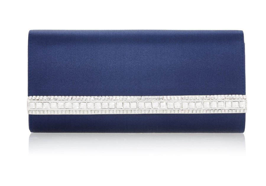 Handbags Judith Leiber | Perry Satin Clutch Navy