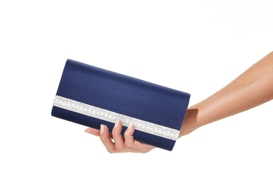 Handbags Judith Leiber | Perry Satin Clutch Navy