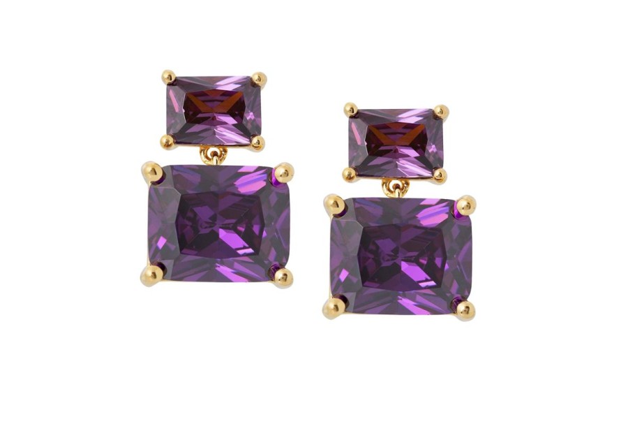 Accessories Judith Leiber | Rectangle Drop Earrings Purple