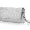 Handbags Judith Leiber | Kate Soft Silver Crocodile Clutch