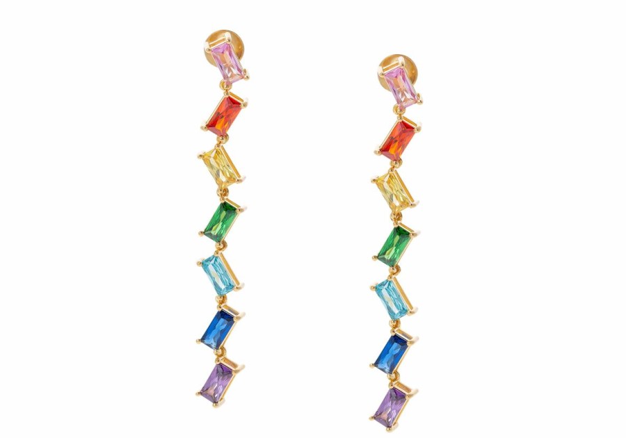 Accessories Judith Leiber | Zig Zag Rectangle Drop Earrings