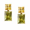 Accessories Judith Leiber | Rectangle Two Tone Green Drop Earrings