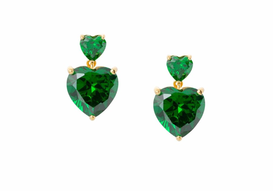 Accessories Judith Leiber | Heart Drop Earrings Green