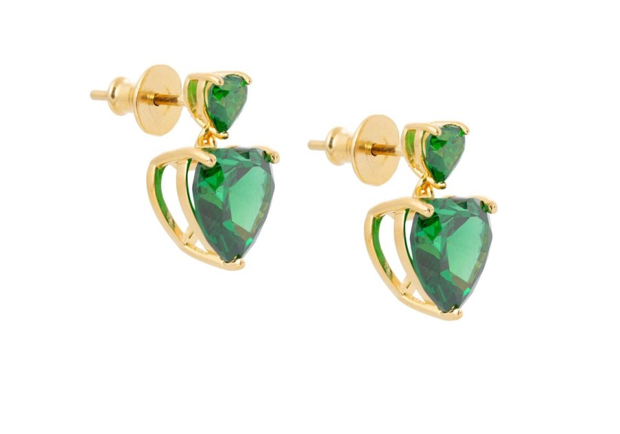 Accessories Judith Leiber | Heart Drop Earrings Green