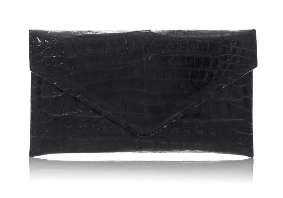 Handbags Judith Leiber | Crocodile Flat Envelope Black