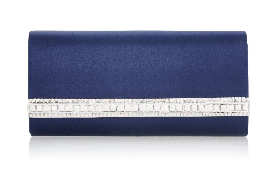 Handbags Judith Leiber | Perry Satin Clutch Navy