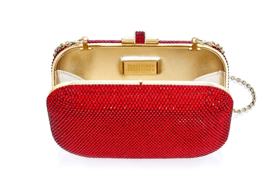 Handbags Judith Leiber | Classic Dark Red Slide Lock